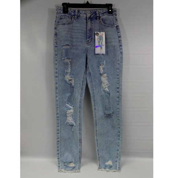Tinseltown Denim - Tinseltown Hi-Rise The Mom Jean Torn Look Size 5/27 NEW WITH TAGS!
